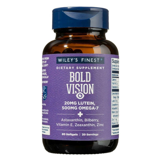 Wiley's Finest envase frontal Bold Vision que muestra el diseño y beneficios