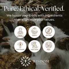 Wisdom Nutrition gotas vertidas en smoothie para integración diaria fácil