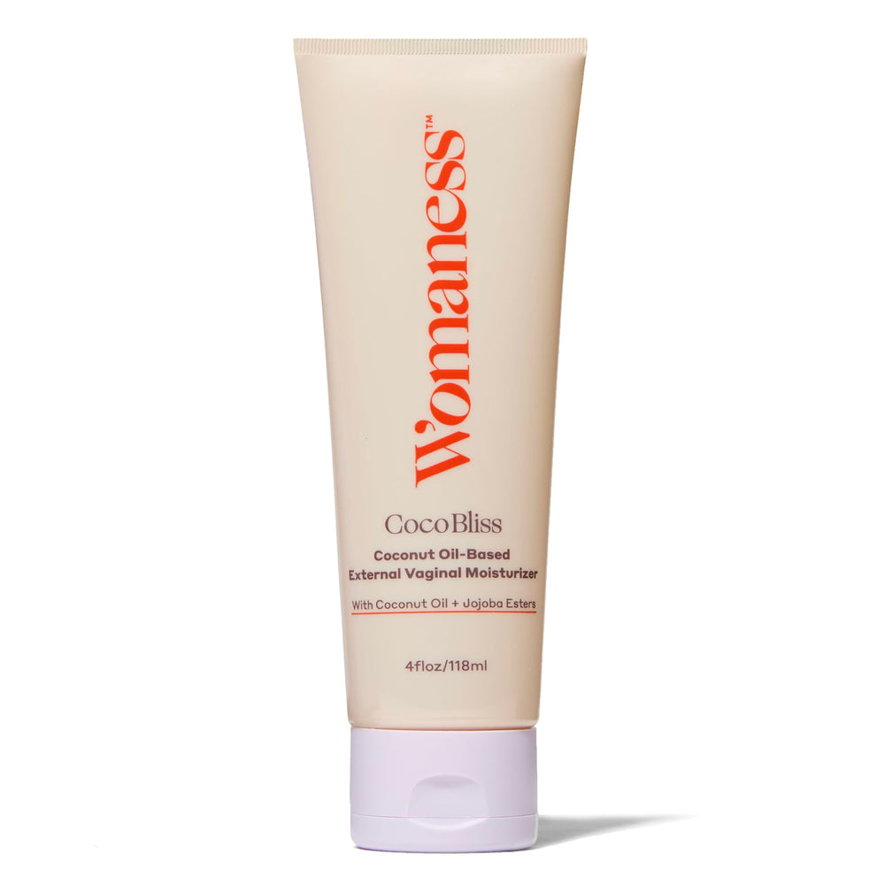 Womaness Coco Bliss tubo frontal mostrando etiqueta y beneficio hidratante