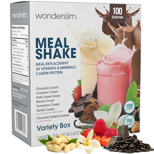 WonderSlim frente del empaque mostrando pack de 7 sobres y beneficios nutricionales