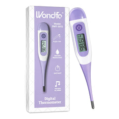 Wondfo termómetro frontal mostrando pantalla LCD para lecturas claras