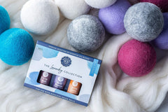 Woolzies gotas de aceite sobre bola de lana, demuestra aplicación y textura