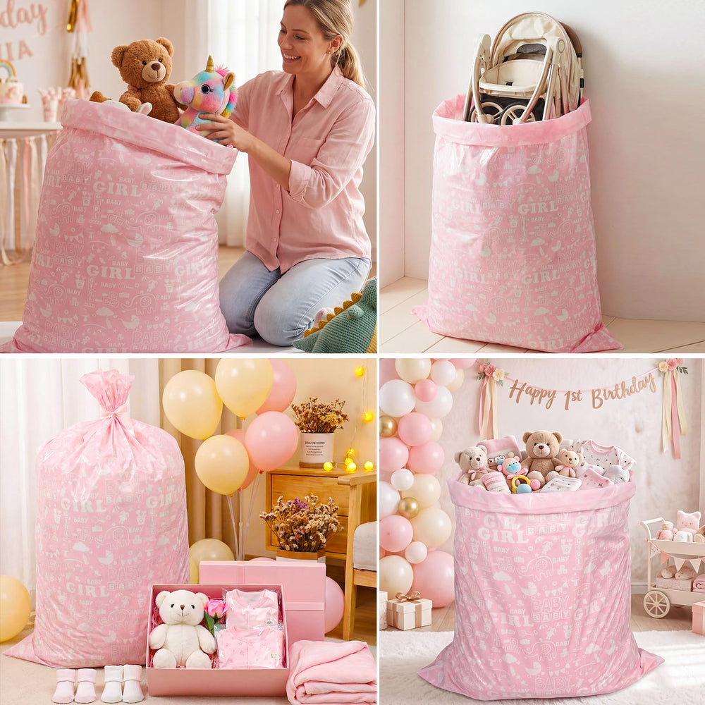 woric bolsa colocada en una mesa de baby shower aportando presentación