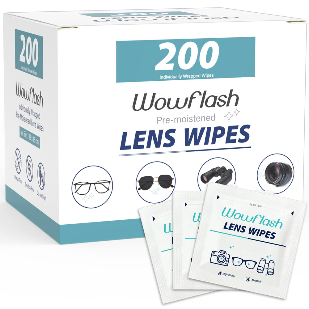 Wowflash envase frontal mostrando 200 toallitas, práctico y económico