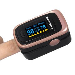 WRINERY pantalla OLED encendida mostrando SpO2 y pulso con claridad