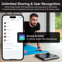 WYZE SCALE familia usando la báscula, reconocimiento de usuarios sencillo