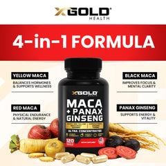 X Gold Health textura del extracto de maca y ginseng para pureza visual