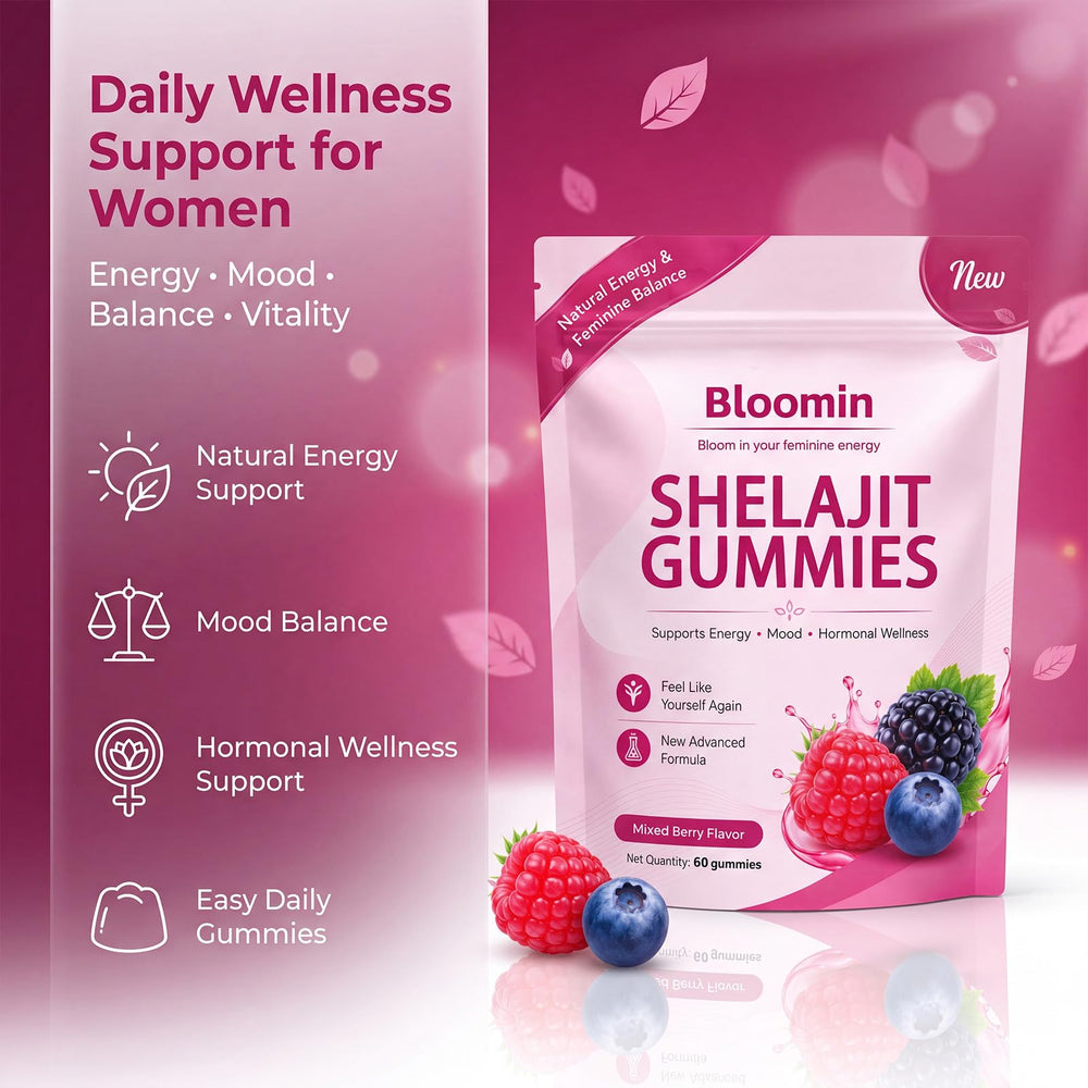 XKHZRX Bloomin ingredientes clave shilajit azafrán shatavari en composición