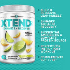 Xtend junto a pesa para mostrar tamaño del envase y cantidad de servicios