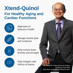 Xtendlife Xtend-Quinol ingredient panel emphasizing ubiquinol and GG.