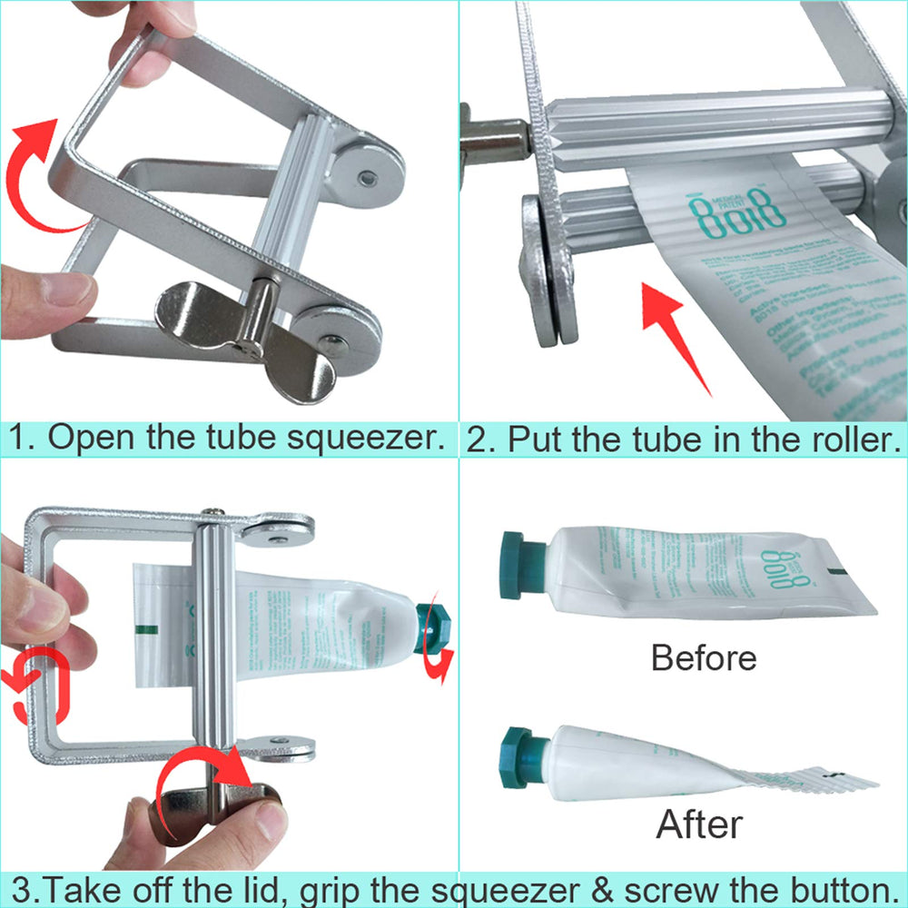 XYKEEY en uso exprimiendo tubo de pintura, aprovecha todo el contenido
