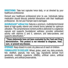 Envase compacto de XYMOGEN ActivNutrients Sin Hierro ideal para viaje.
