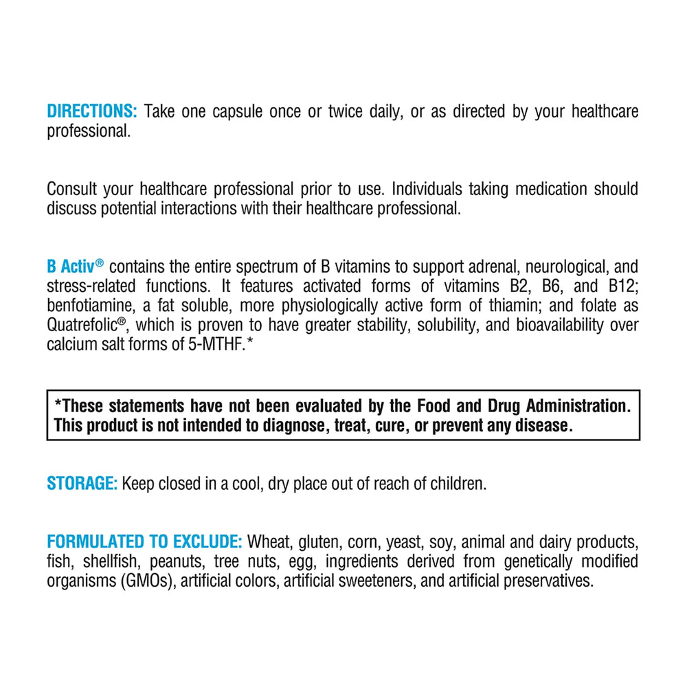 XYMOGEN B Activ apoyo-animo: vitaminas B para equilibrio emocional.