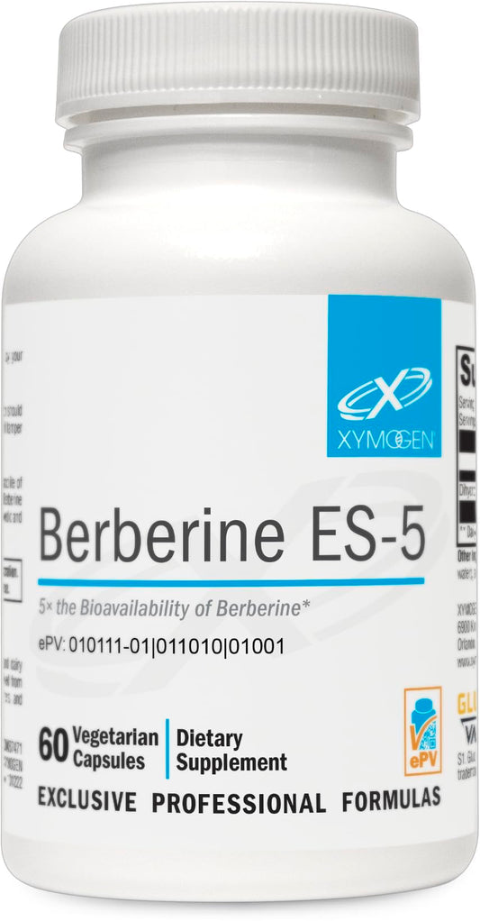 XYMOGEN Berberina ES-5 frente de la botella, posible alta biodisponibilidad.