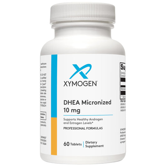 XYMOGEN DHEA 10 mg tabletas frente, posible apoyo hormonal equilibrado