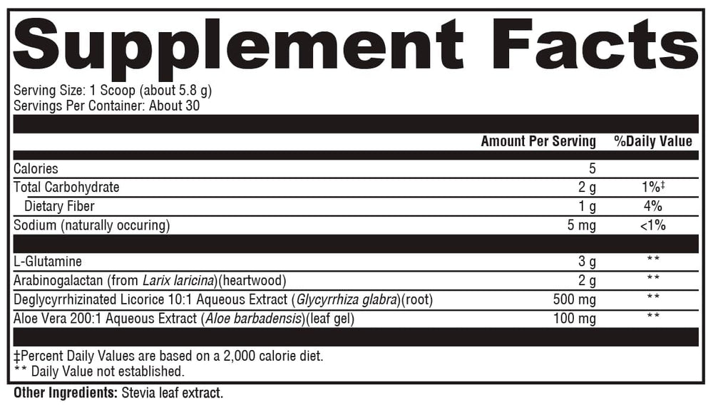 XYMOGEN GlutAloeMine scoop preparing serving for gut care.