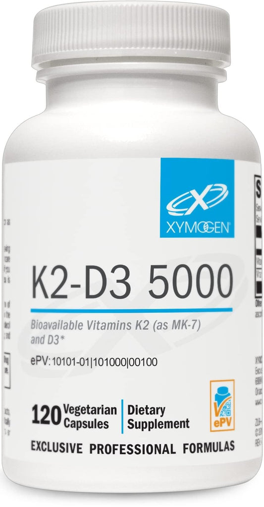 xymogen k2-d3 5000: bote de cápsulas para apoyo a la salud ósea