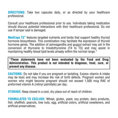 XYMOGEN MedCaps T3, etiqueta clara con ingredientes clave