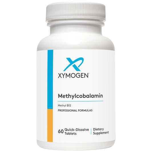 Xymogen Methylcobalamin 5000 mcg tablet front view, compact high-potency B12