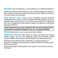 XYMOGEN Omega MonoPure 1300 EC softgels close-up emphasizing smooth, easy-to-swallow capsules.