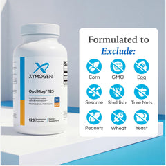 XYMOGEN OptiMag 125 botella abierta con cápsulas accesibles y seguras