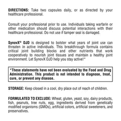 XYMOGEN SynovX DJD chondroitin sulfate panel indicates cartilage support.