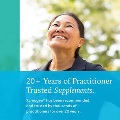 Tomar diariamente con agua: cápsulas XYMOGEN para energía sostenida.