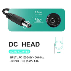YDRANT detalle del conector 5.5x2.1 mm con ajuste seguro