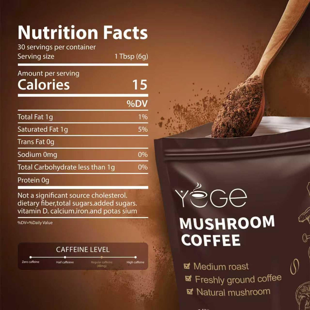 YEGE polvo instantáneo de café y hongos textura fina para disolución rápida