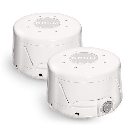 YOGASLEEP Dohm Classic frontal paquete doble mostrando diseño limpio y beneficio de sonido uniforme