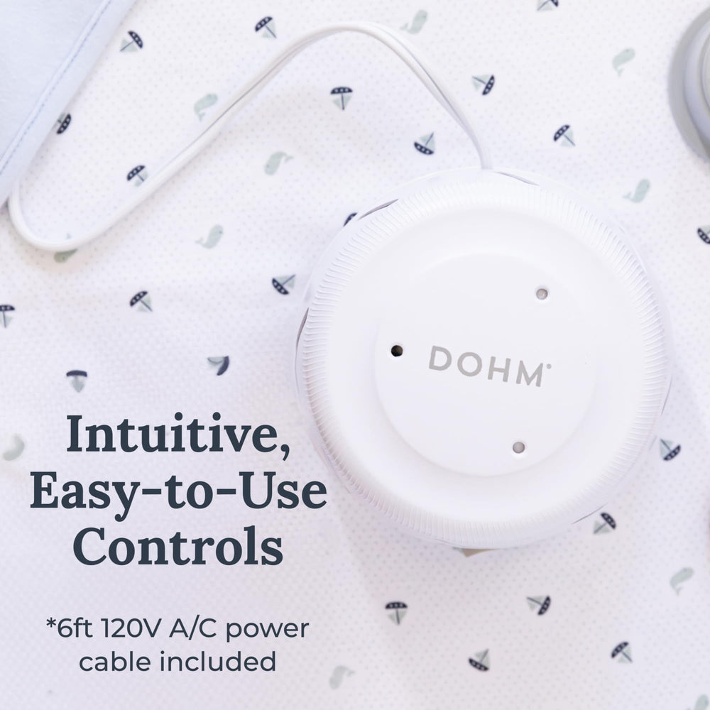 YOGASLEEP Dohm Uno mostrando cable incluido y conexión segura