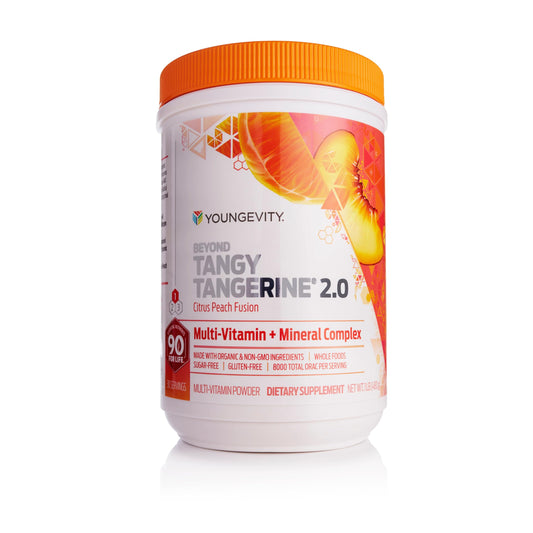 Youngevity envase frontal muestra etiqueta clara y beneficio multivitamínico