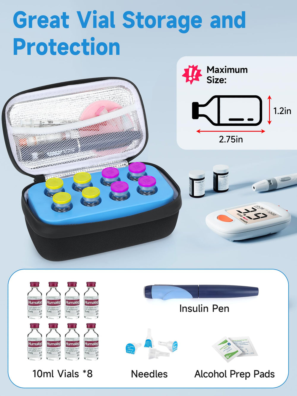 YOUSHARES viales de 10 ml colocados asegurados dentro del organizador