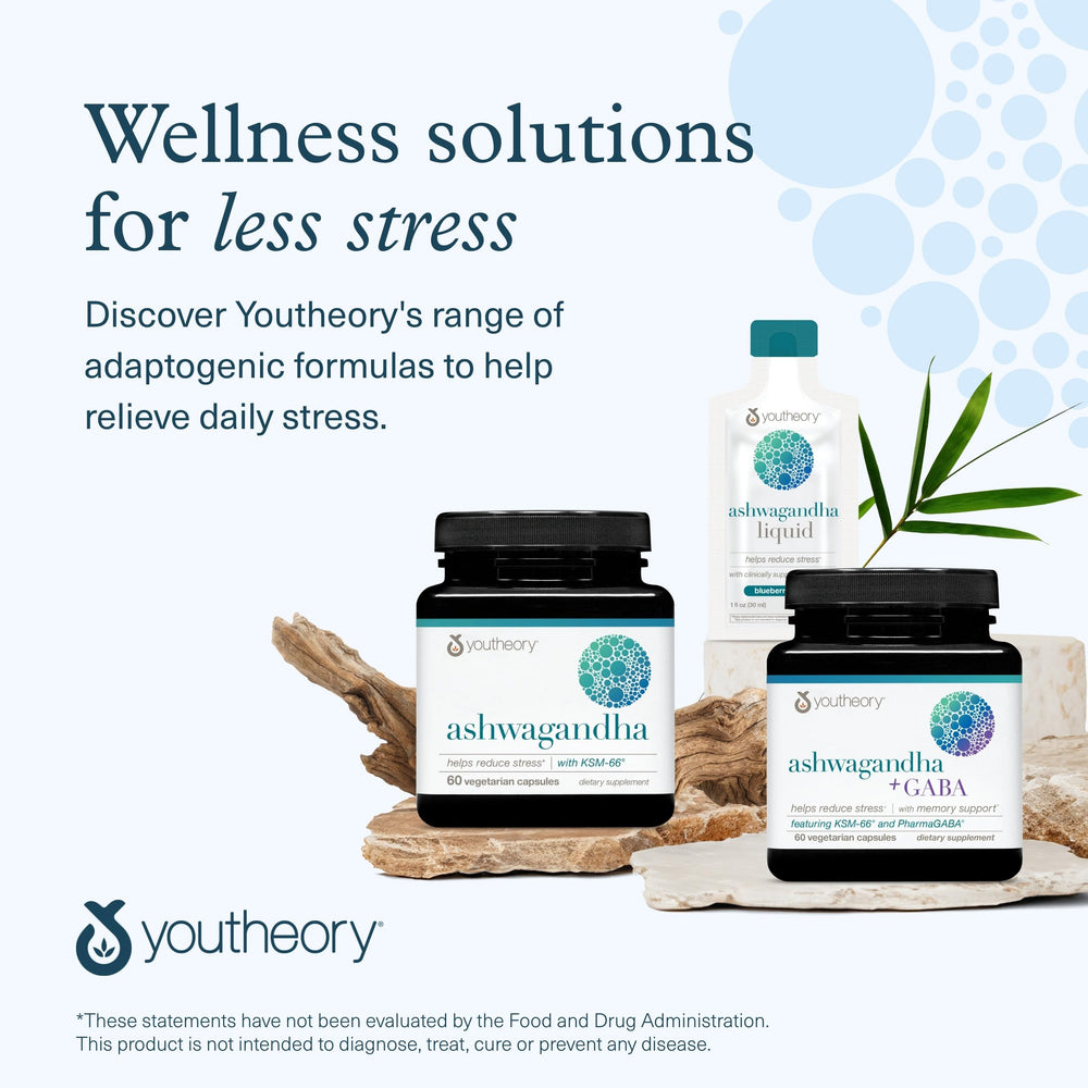 Propósito de bienestar de Youtheory Ashwagandha para apoyo general.