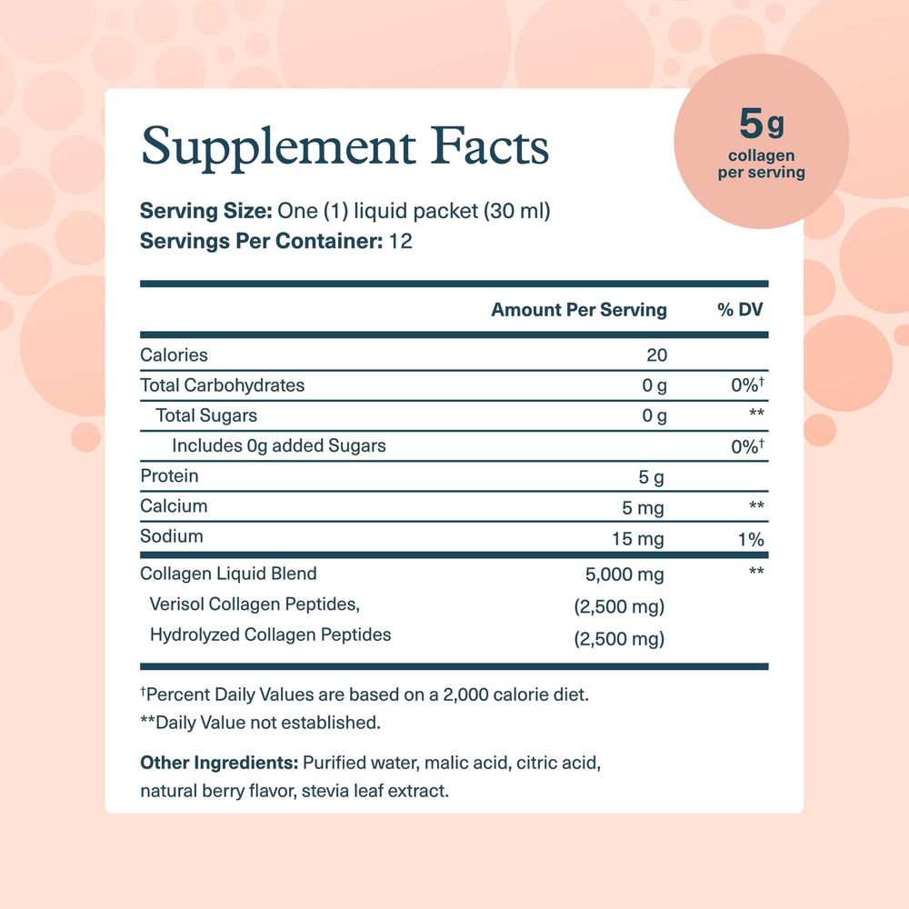 Youtheory colágeno líquido frambuesa, paquete de 12 porciones para llevar.
