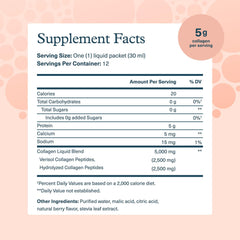 Youtheory colágeno líquido frambuesa, paquete de 12 porciones para llevar.