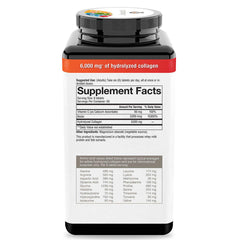 Close-up of Youtheory Collagen Plus Biotin tablets and label showing vitamin C