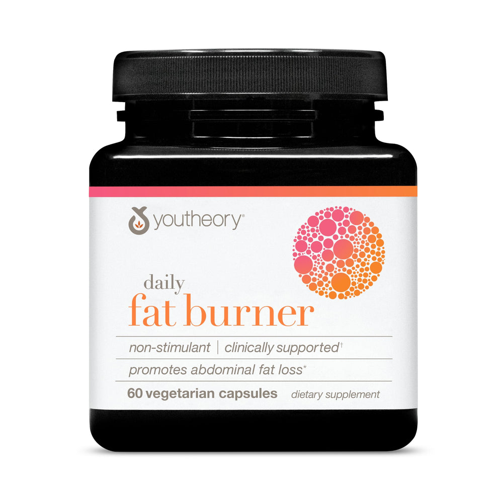Youtheory Daily Fat Burner bottle front view with citrus blend and allergen-free formula