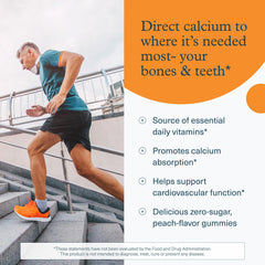 Youtheory K2D3 gummies texture close-up highlighting natural peach taste.