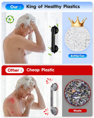 YUGUOHOME mujer apoyándose en ducha mostrando estabilidad y confianza