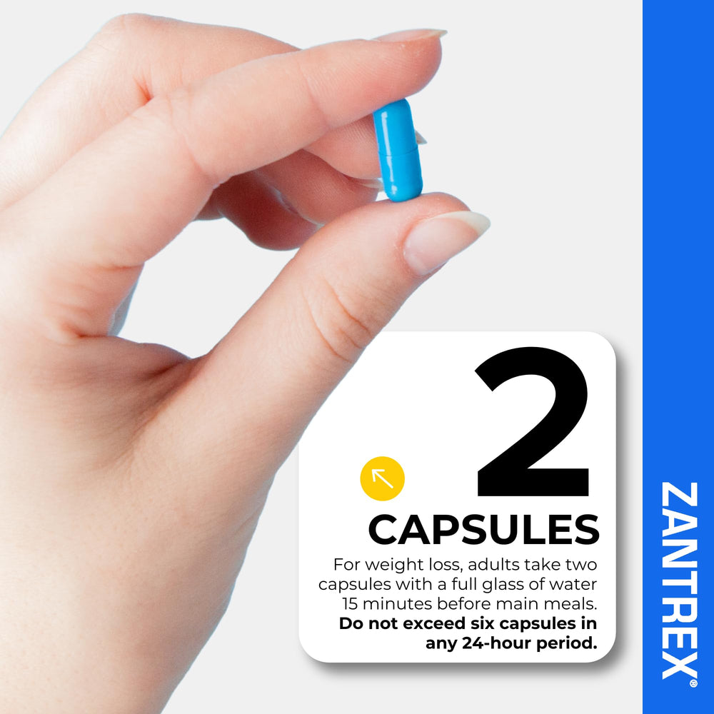 Zantrex envase junto a desayuno saludable apoyando estilo de vida