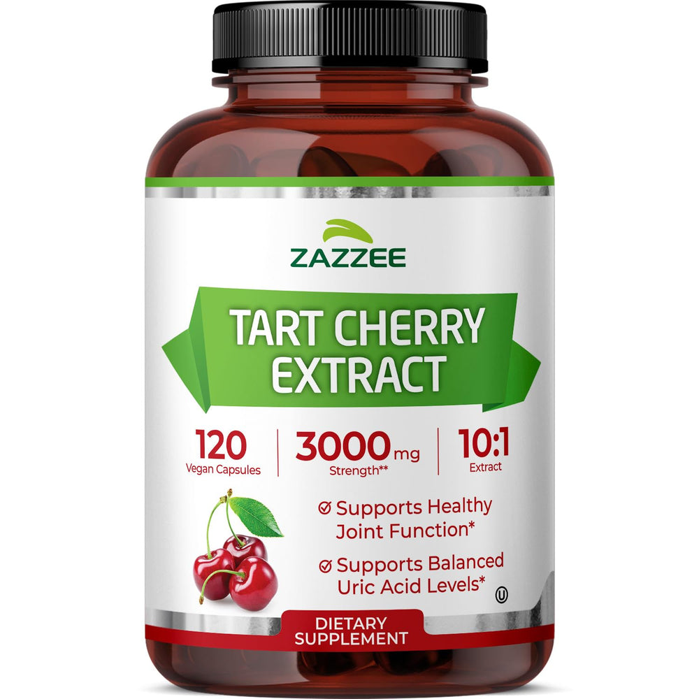 Zazzee botella frontal Tart Cherry mostrando diseño y volumen