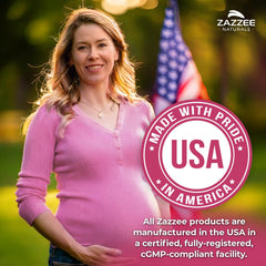 Zazzee etiqueta con lista de ingredientes y beneficios destacados