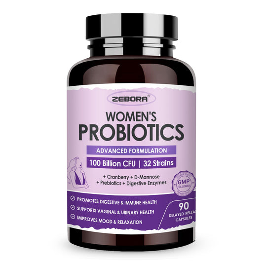 ZEBORA Probiotics para mujeres en caja, promueve salud digestiva.