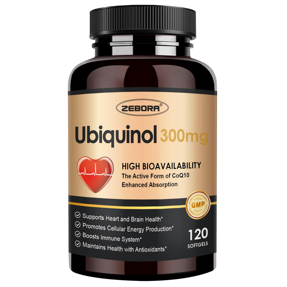 ZEBORA Ubiquinol CoQ10: botella cerrada, almacenamiento cómodo para uso diario.