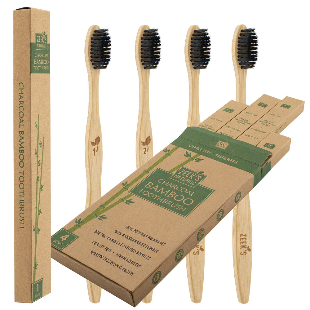 Zeek's Naturals pack frontal de 4 cepillos, eco y práctico