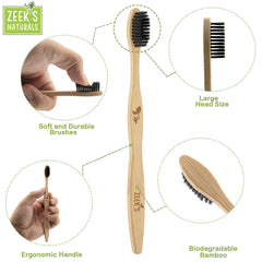 Zeek's Naturals cepillo en uso familiar, organización numerada