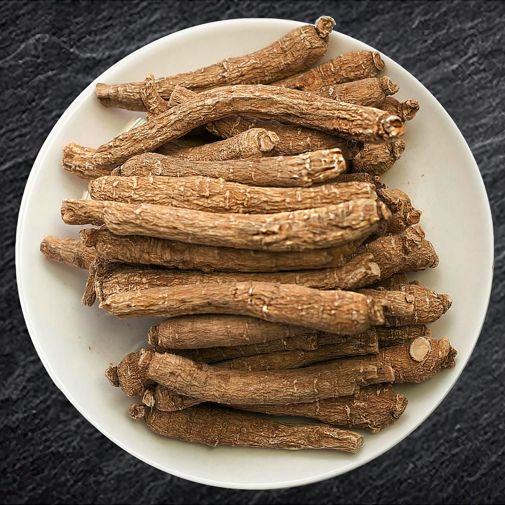 Zen Ginseng detalle de textura de raíz para ver calidad y frescura