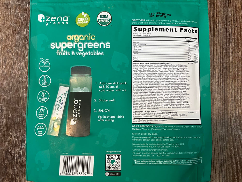 Zena Nutrition detalle de instrucciones de uso claras y prácticas