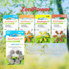 ZeniPower pila 675 instalada en procesador de implante, uso fiable